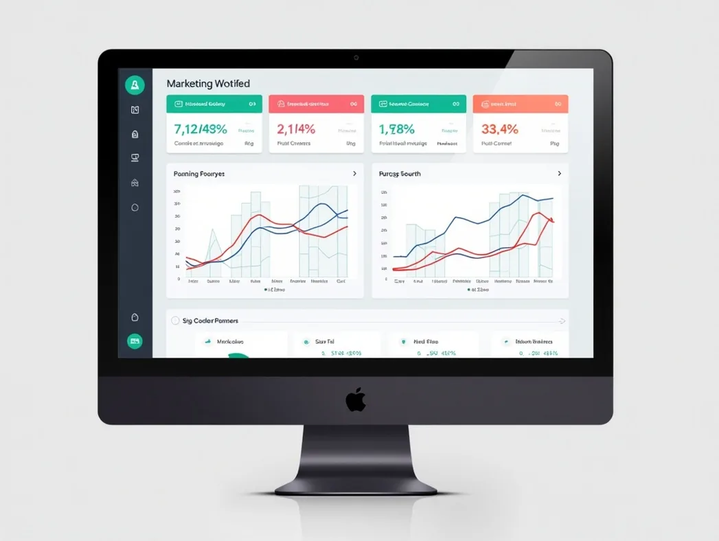 Marketing dashboard on computer monitor