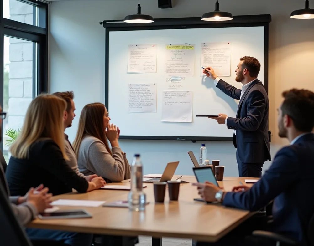 Modern agency office brainstorming session